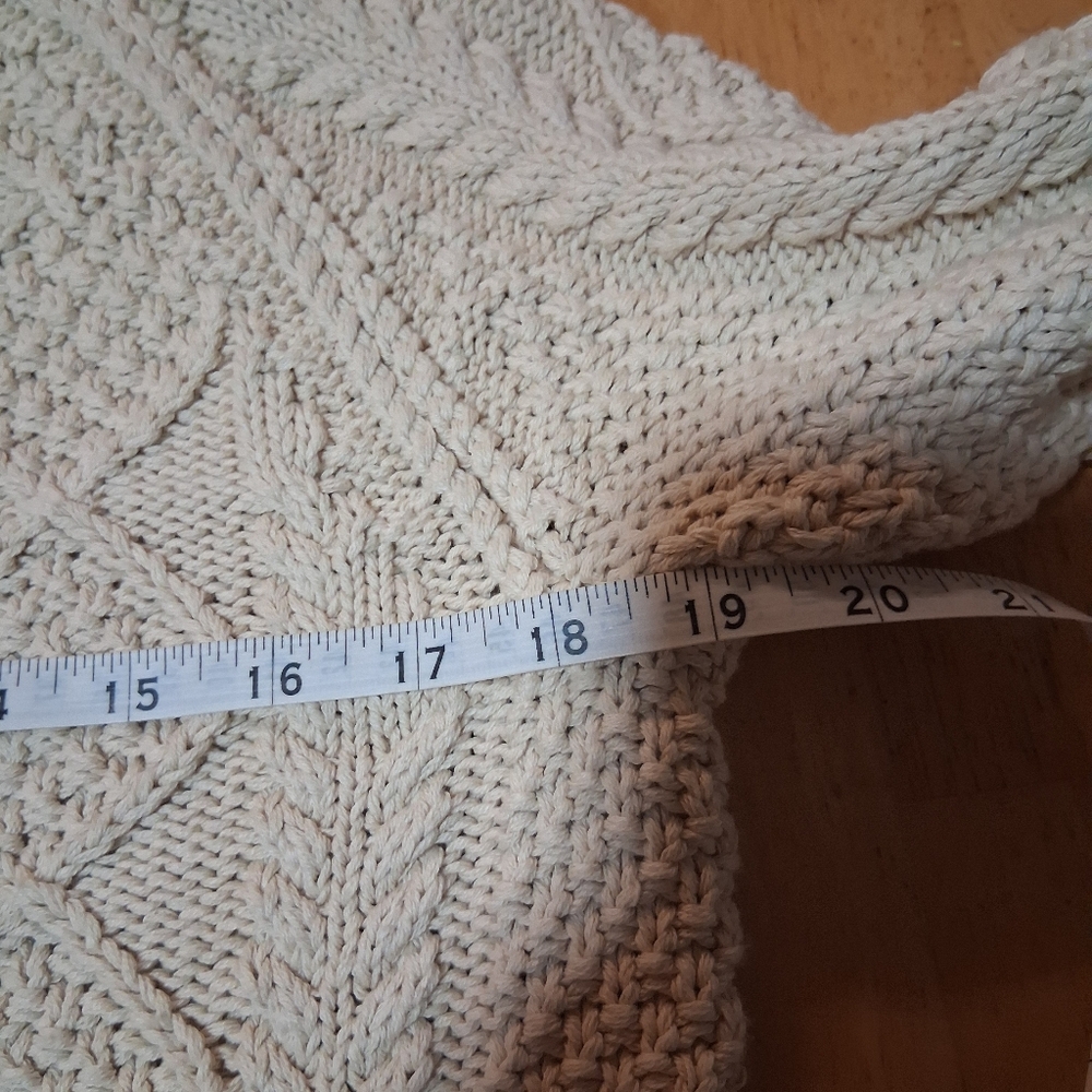 L.L. Bean Women's Cream Cable Knit Sweater - Picture 7 of 7